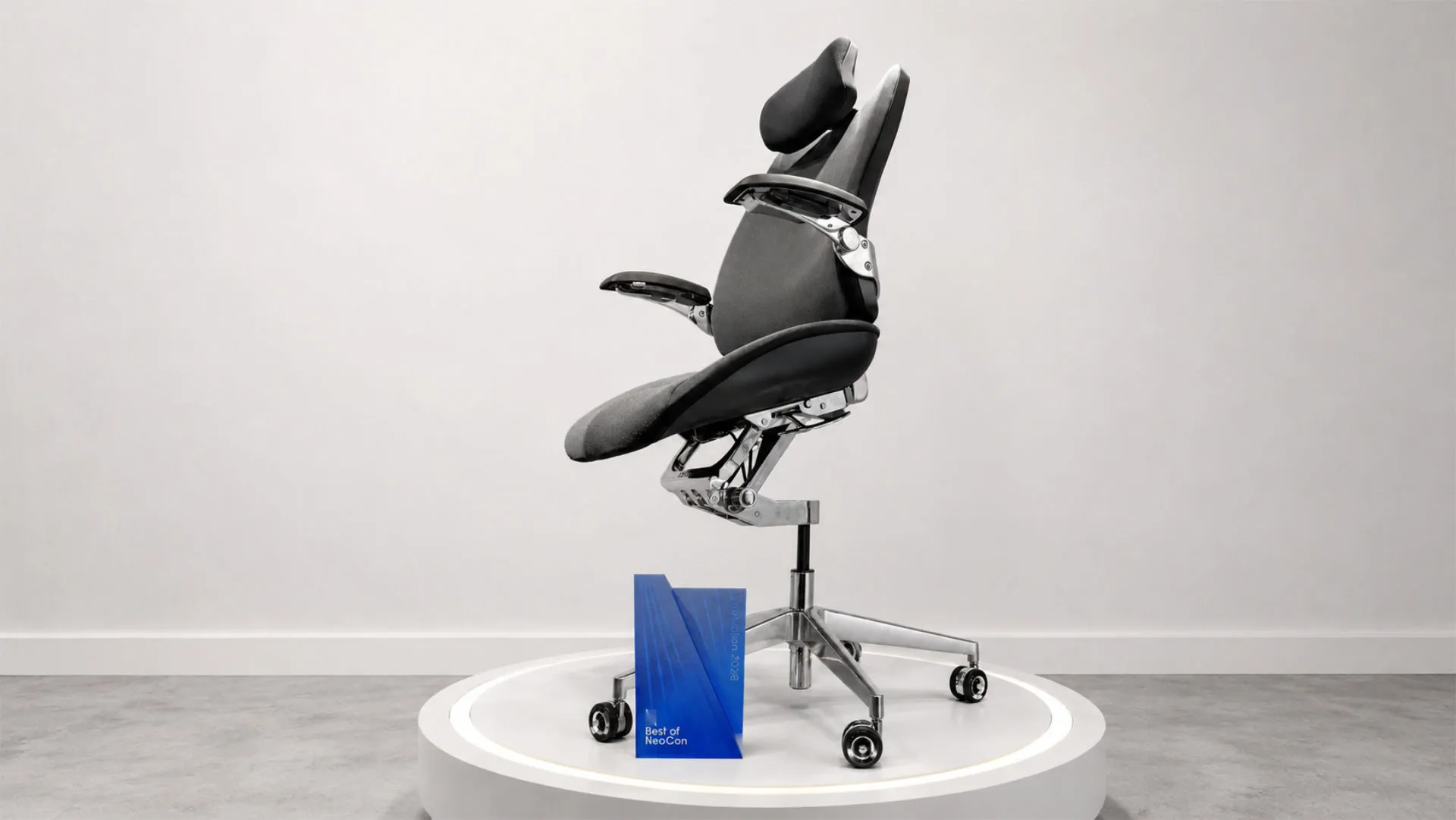 Levitask Vision X Chair on display with Best of NeoCon Innovation award