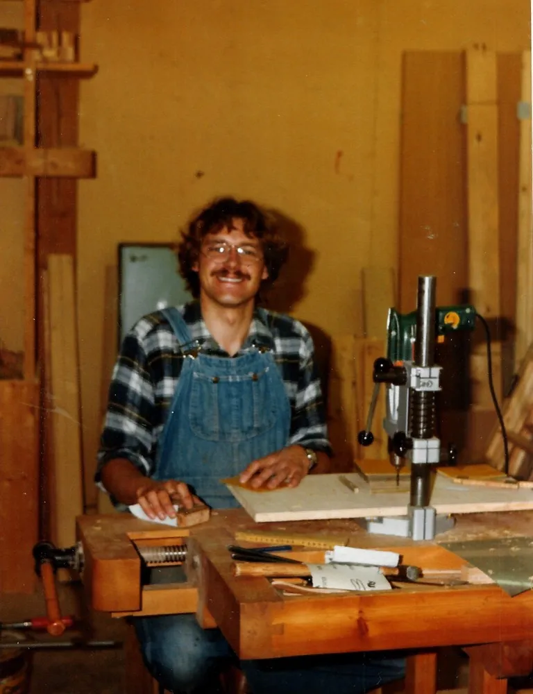 Klaus Kummer in his workshop in 1981